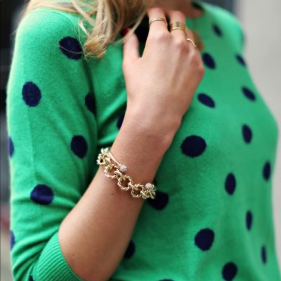 J. Crew Sweaters - J. Crew Sweater Scoop Neck with blue Polka Dots